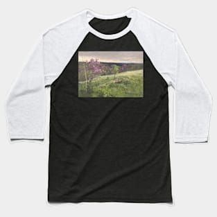 Redbud Landscape Oil on Canvas Baseball T-Shirt